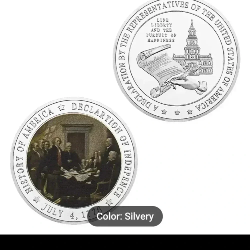 The Declaration Of Independence Souvenir Hobo Coin, Silver Plated Collectible. - Picture 6 of 7